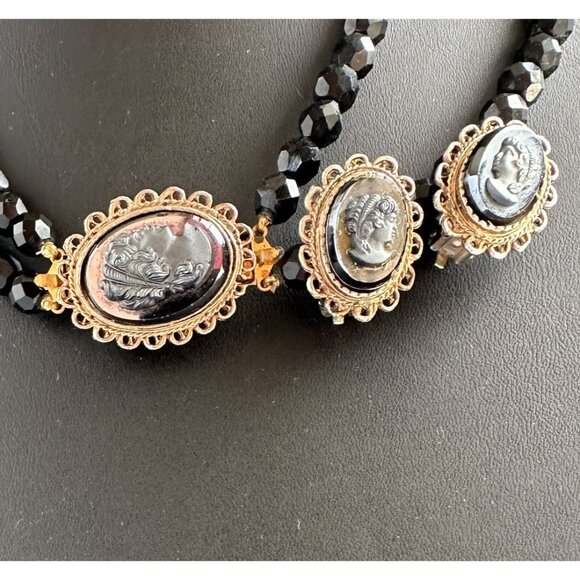 Vintage Black Cameo Necklace Set - Picture 8 of 8